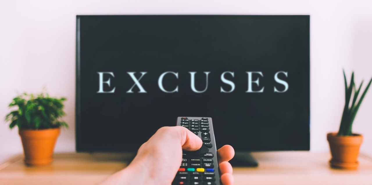 Excuses text on TV